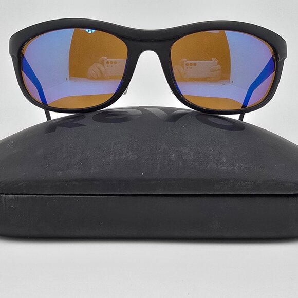 *SOLD* Revo 1001/001 Matte Black Frame Stealth Blue Mirror Glass Lens Sunglasses - Picture 1 of 16